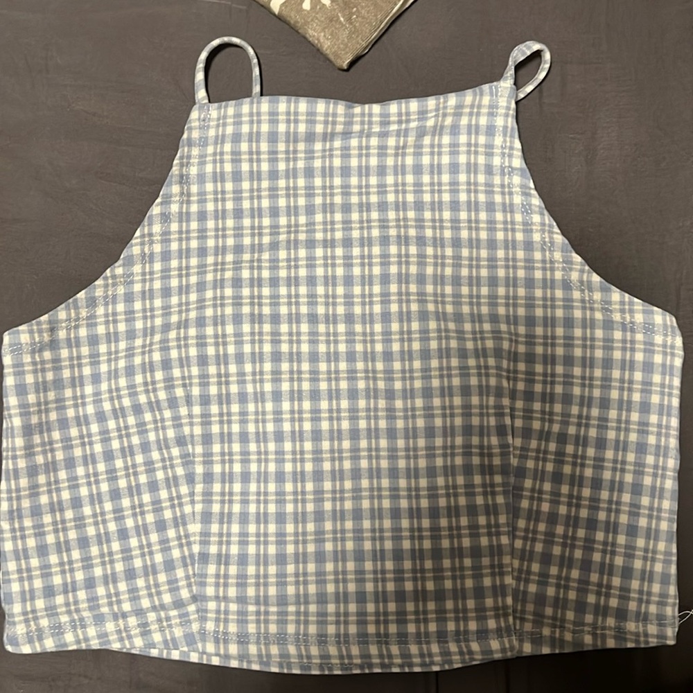Gingham high neck top!